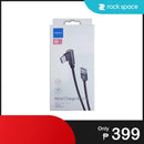 Rock Space L-shape Type C Charge & Sync Round Cable (Black)