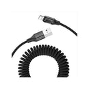 Rock Space Micro USB Metal Stretchable Charge & Sync Cable (Black)