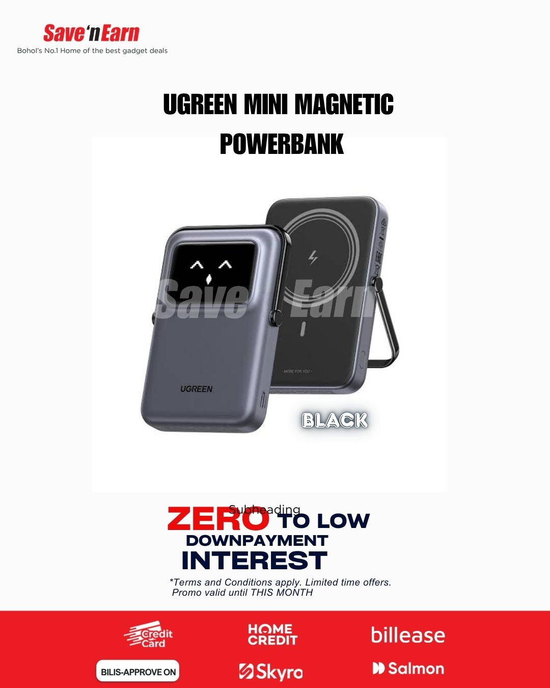 UGREEN 10000mAh MIni Magnetic Wireless Robot Power Bank