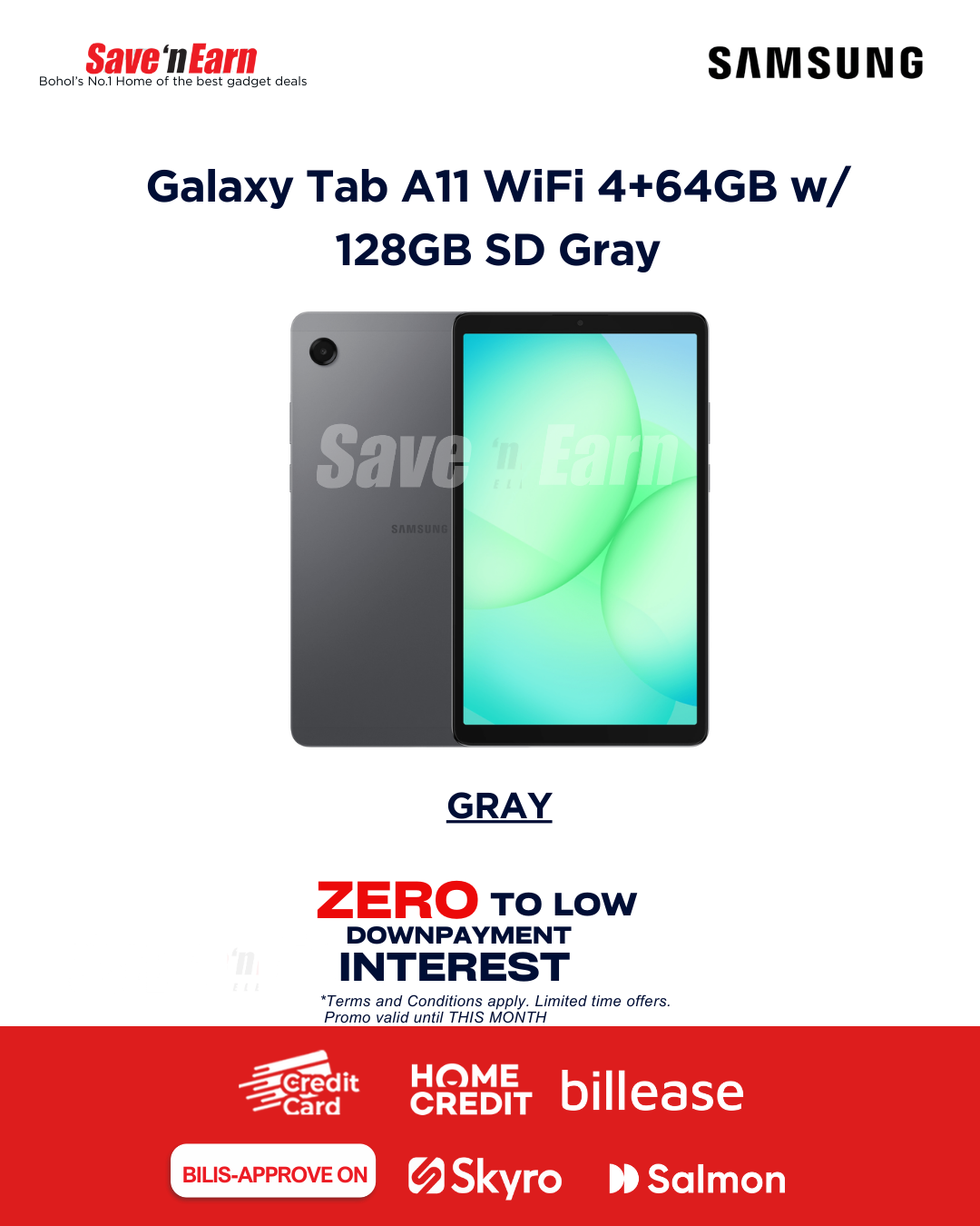Galaxy Tab A11 WiFi 4+64GB w/ 128GB SD Gray