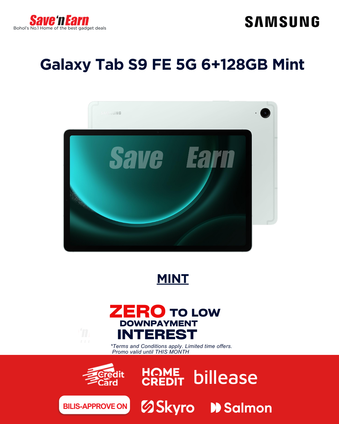 Galaxy Tab S9 FE 5G 6+128GB Mint