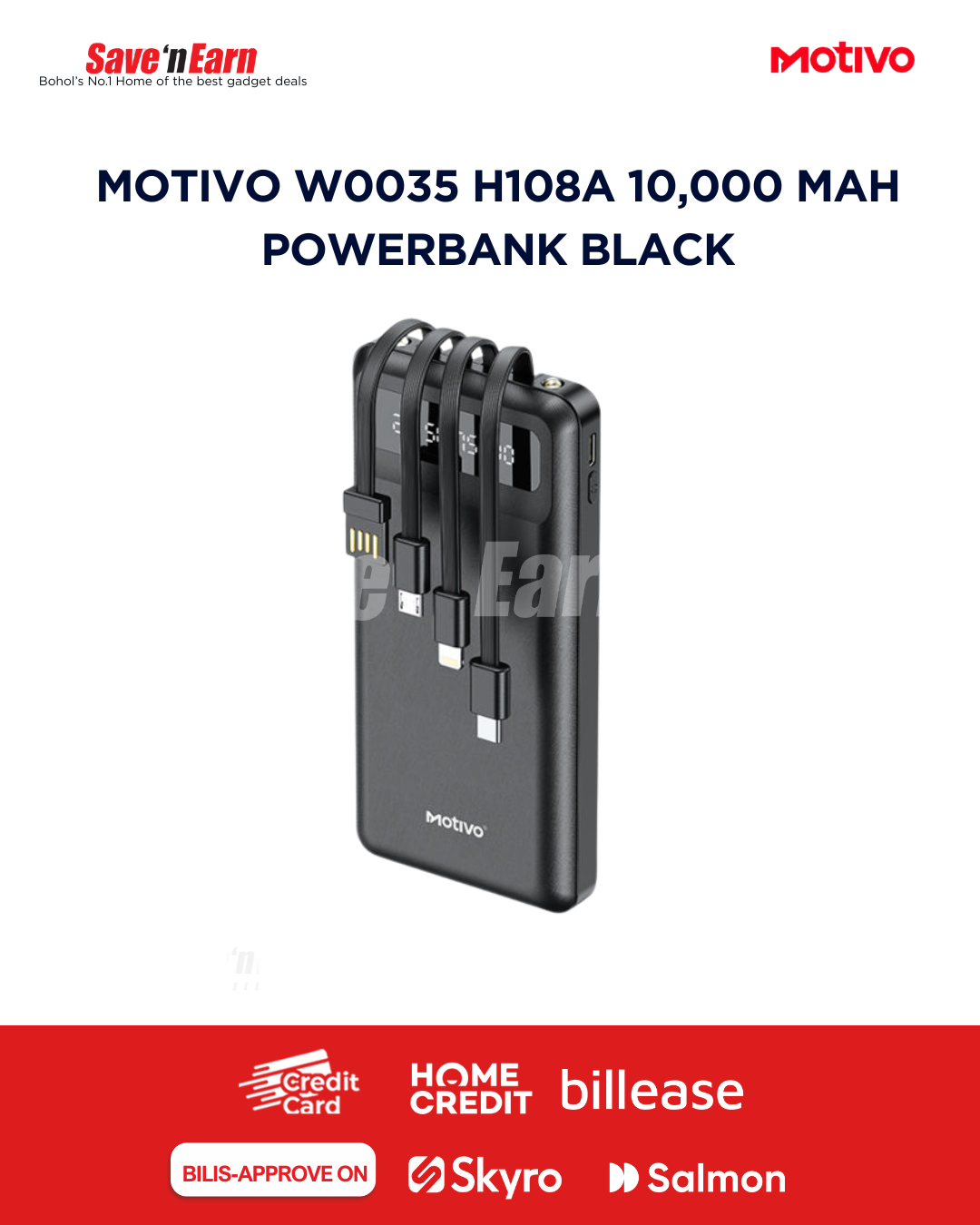 MOTIVO W0035 H108A 10,000 MAH POWERBANK BLACK