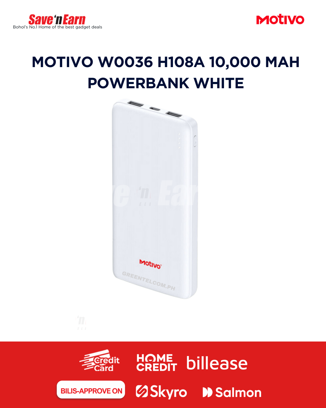 MOTIVO W0036 H108A 10,000 MAH POWERBANK WHITE