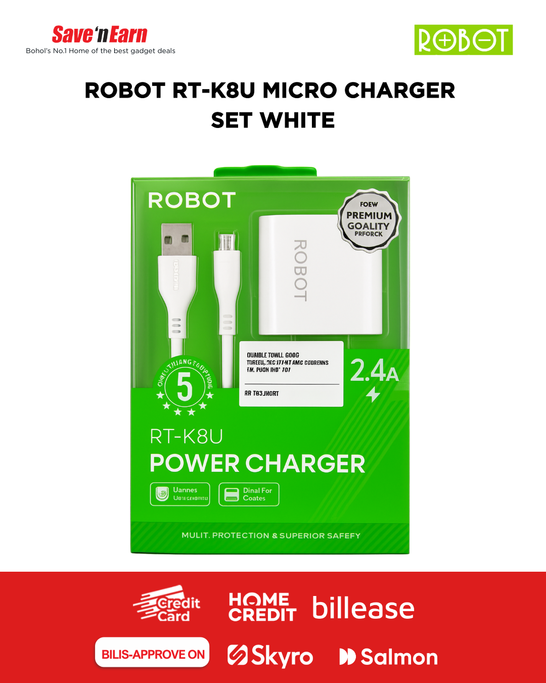 ROBOT RT-K8U MICRO CHARGER SET WHITE