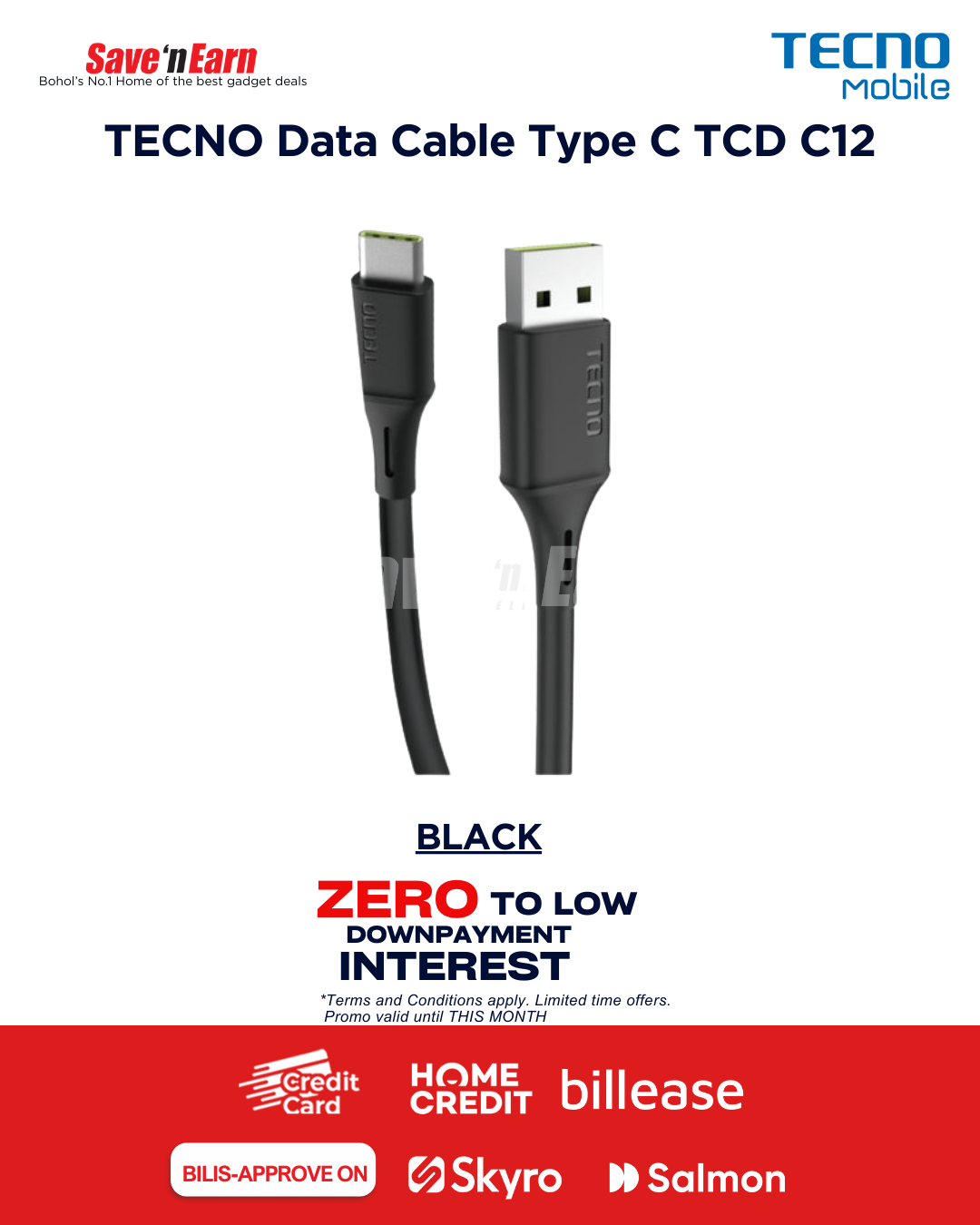 TECNO Data Cable Type C TCD C12