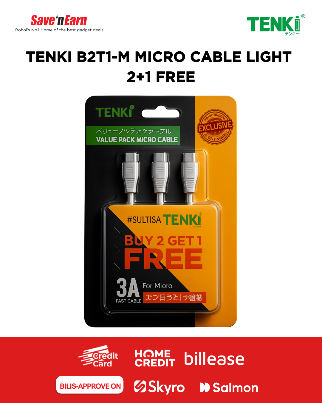 TENKI B2T1-M MICRO CABLE LIGHT 2+1 FREE