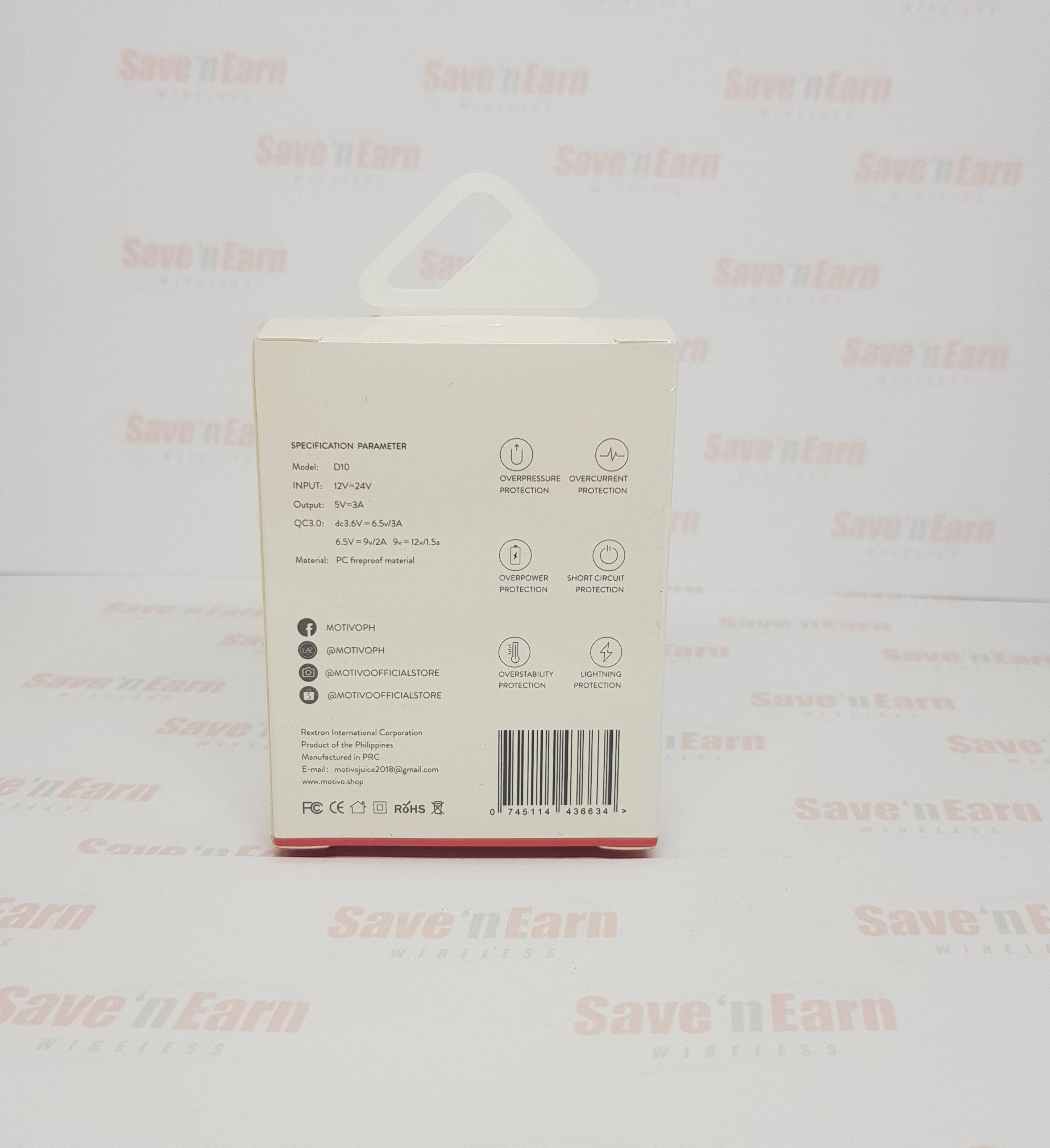 Motivo D10 Car Charger Dual Port Quick Charge