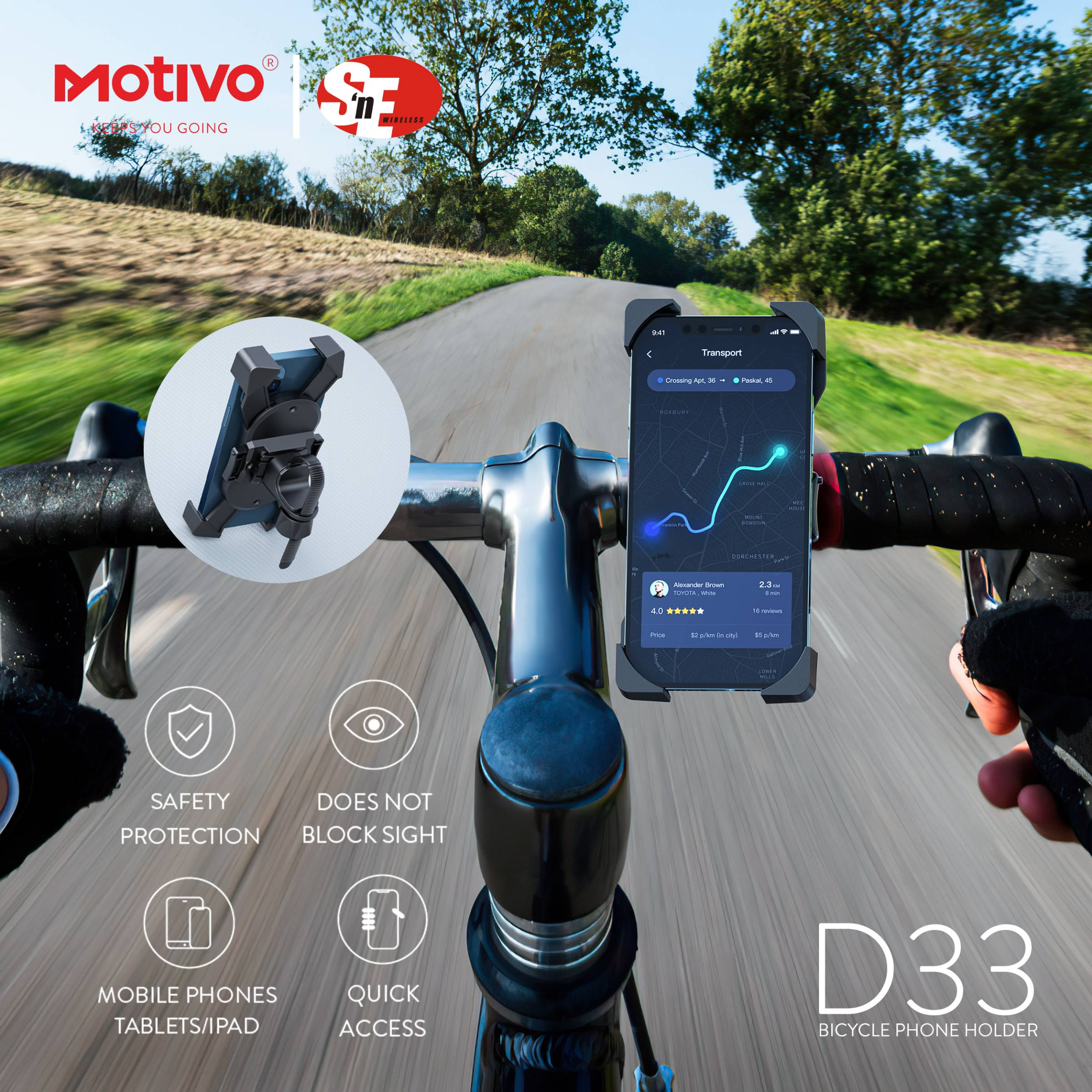 Motivo D33 Phone Holder Bicycle and Motorcycle