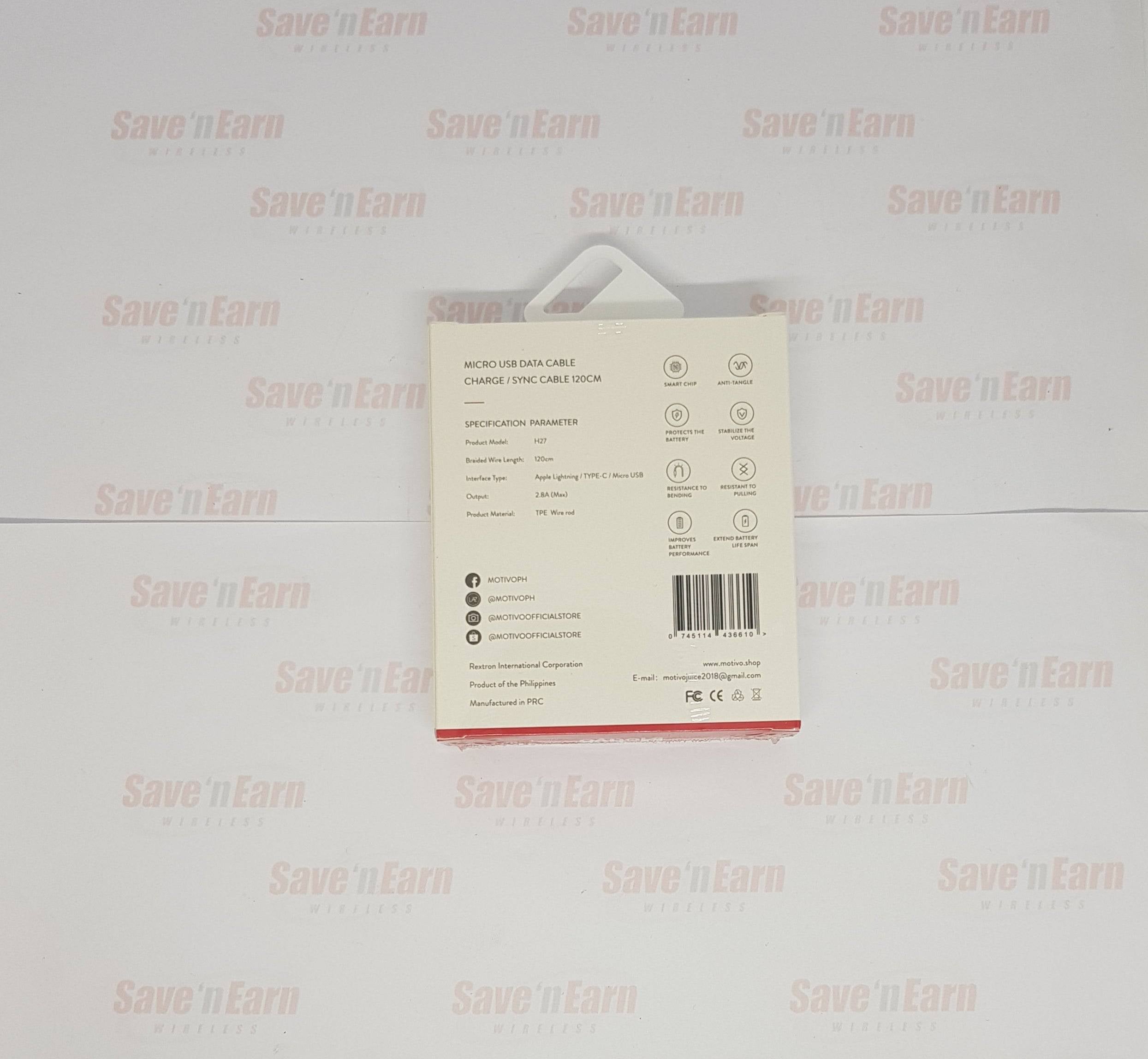 Motivo H27 2.8A Fast Charging Micro USB/ Sync Cable 120cm - Black