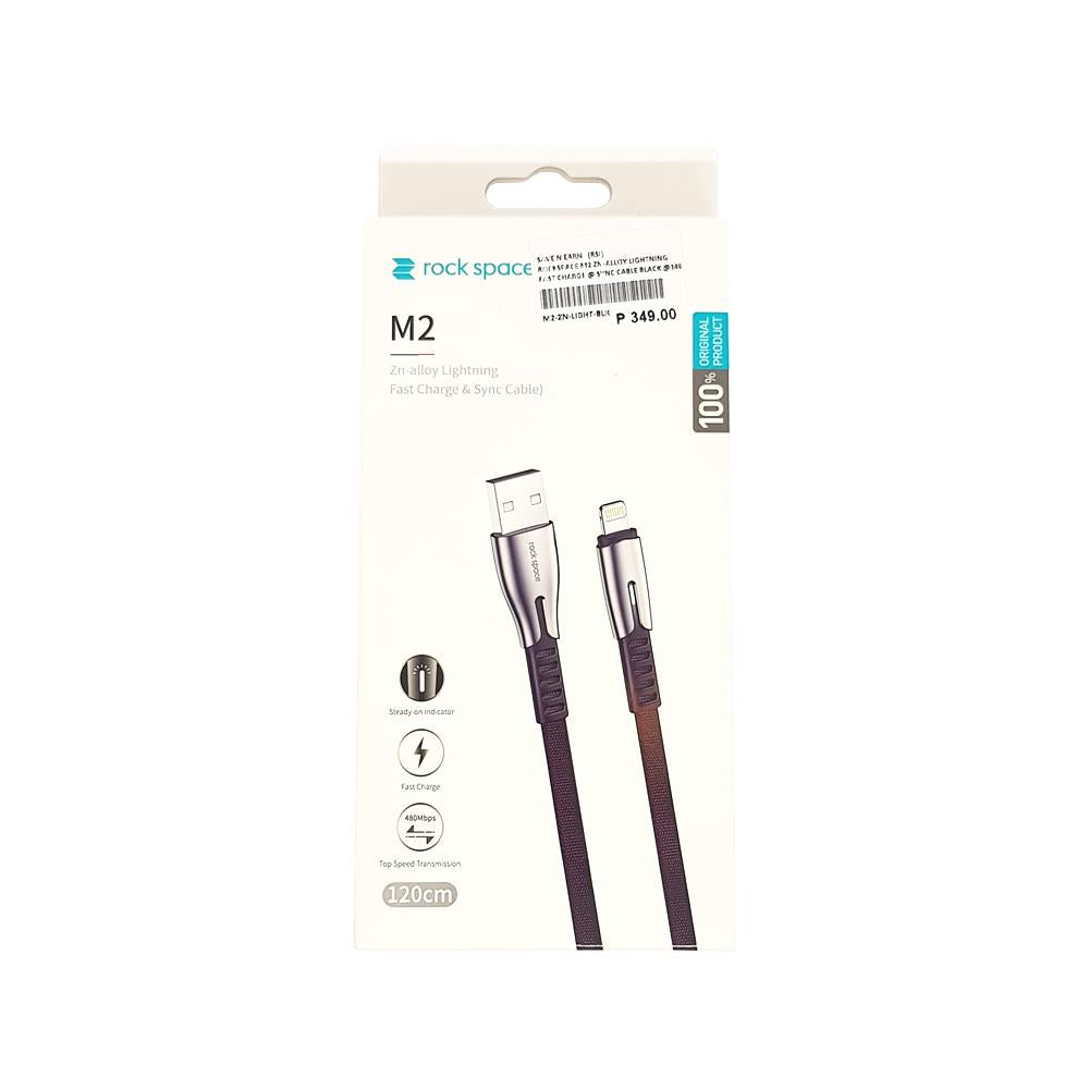 Rock Space M2 Zn-alloy Lightning Fast Charge & Sync Cable Black RCB0670
