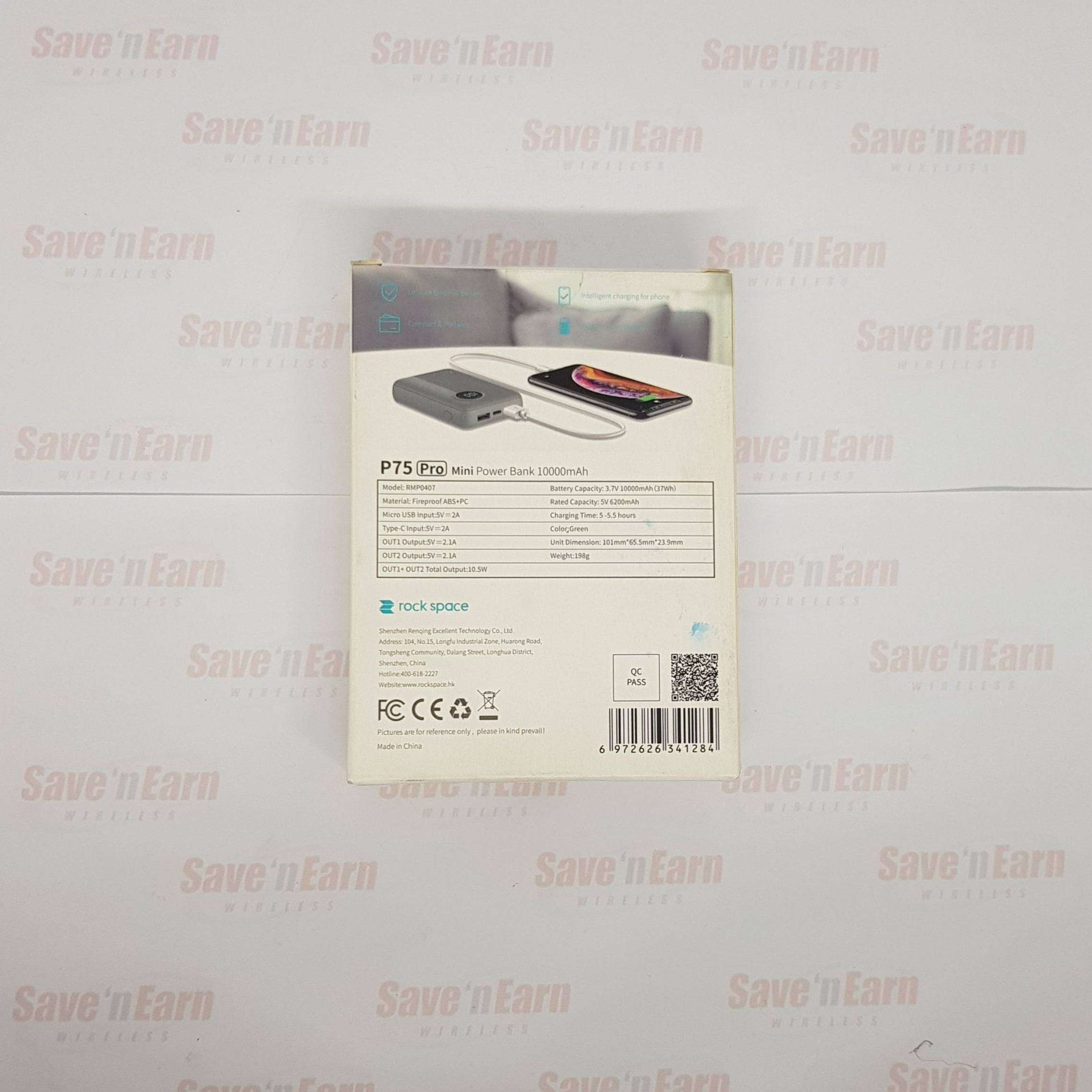 Rock Space P75 Pro Original Portable Mini LED Digital Display Fast Charging 10000mAh Powerbank