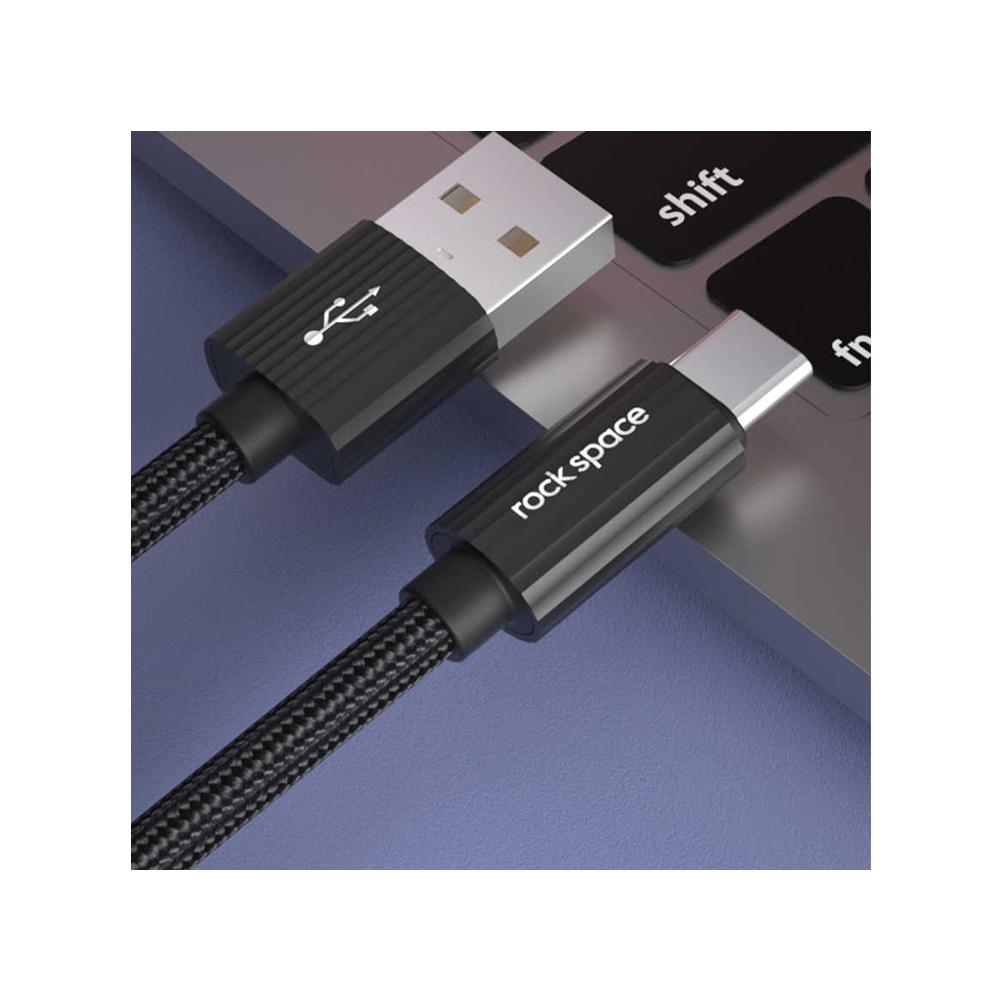 Rock Space R11 Micro Metal Braided Fast Charge & Sync Cable (Black)