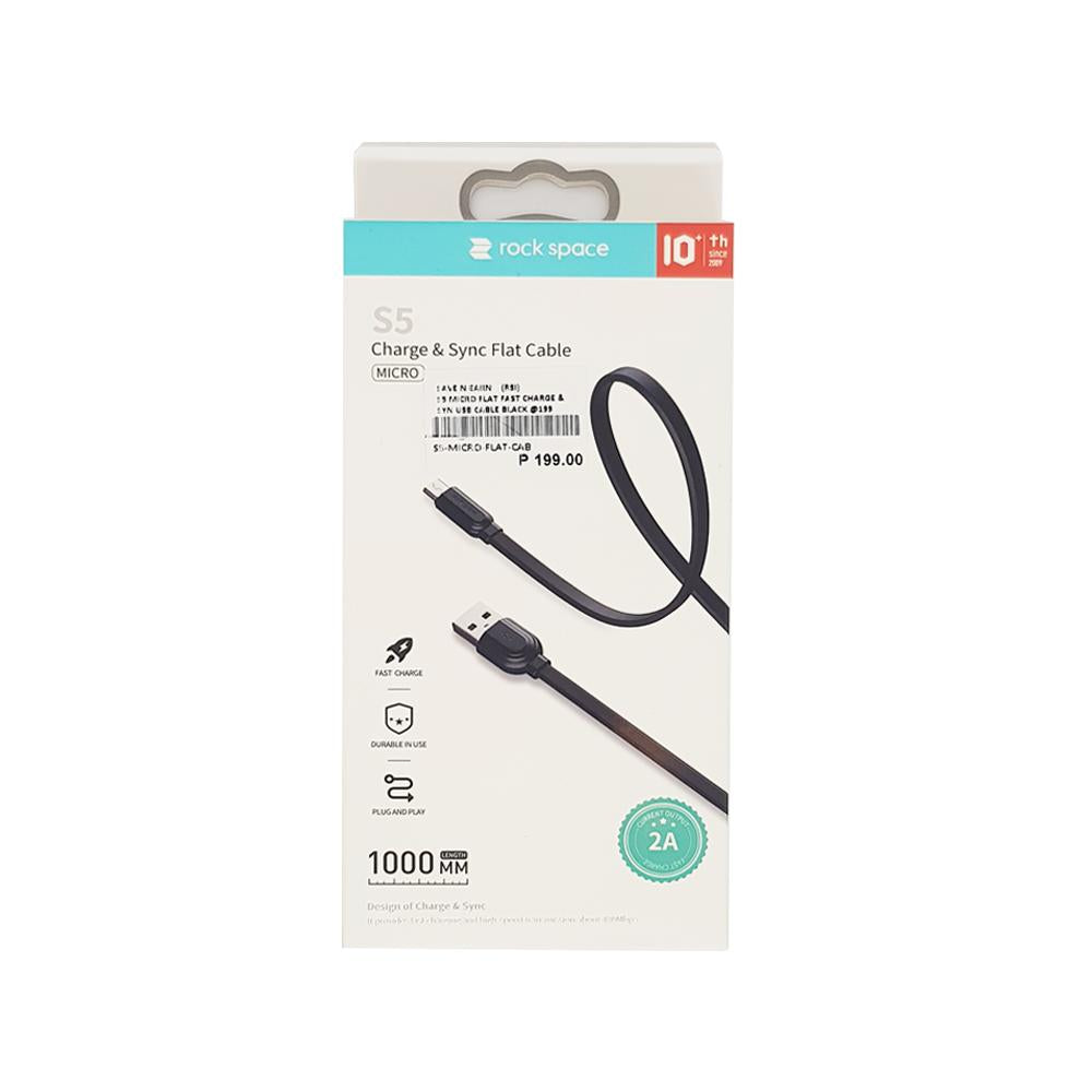 Rock Space S5 Charge & Sync Flat Cable Micro (Black)
